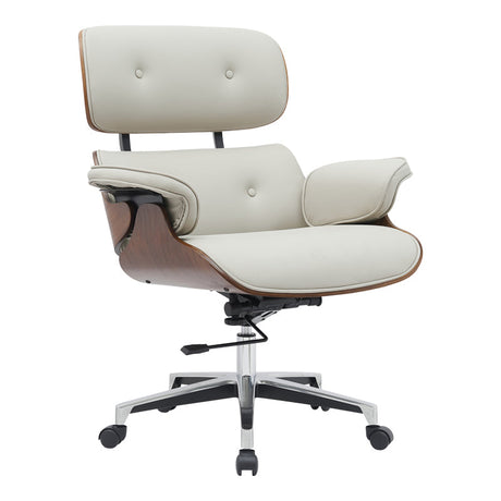 Scaun de birou manager Kobane bej baza pu-crom, 84x75x114 cm