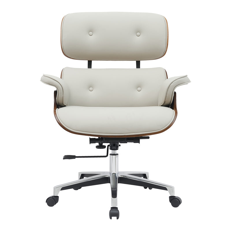 Scaun de birou manager Kobane bej baza pu-crom, 84x75x114 cm