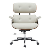 Scaun de birou manager Kobane bej baza pu-crom, 84x75x114 cm