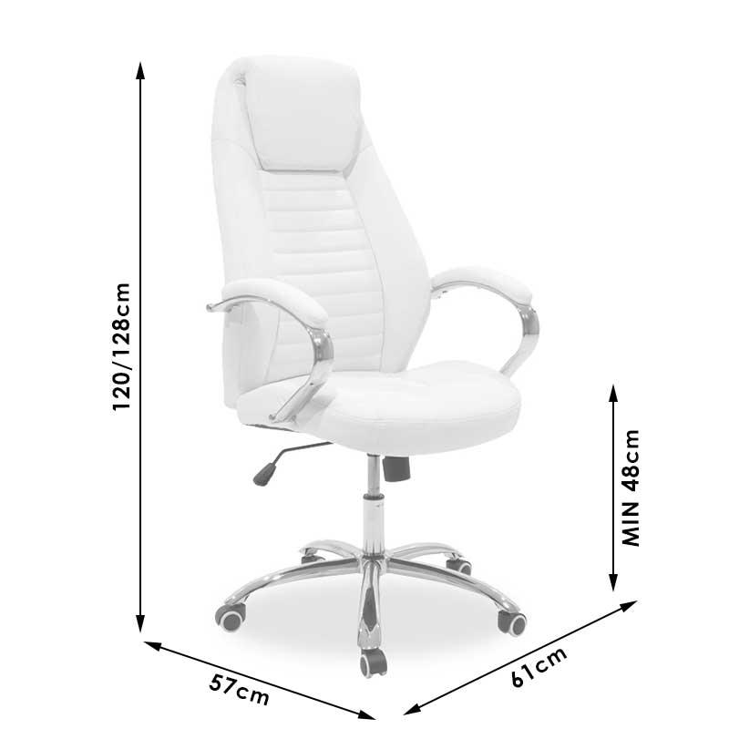 Scaun de birou manager Sonar, 57x61x120 cm - Alb
