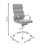 Scaun de birou manager Tokyo cu antica Gri pu, 55x63x118 cm