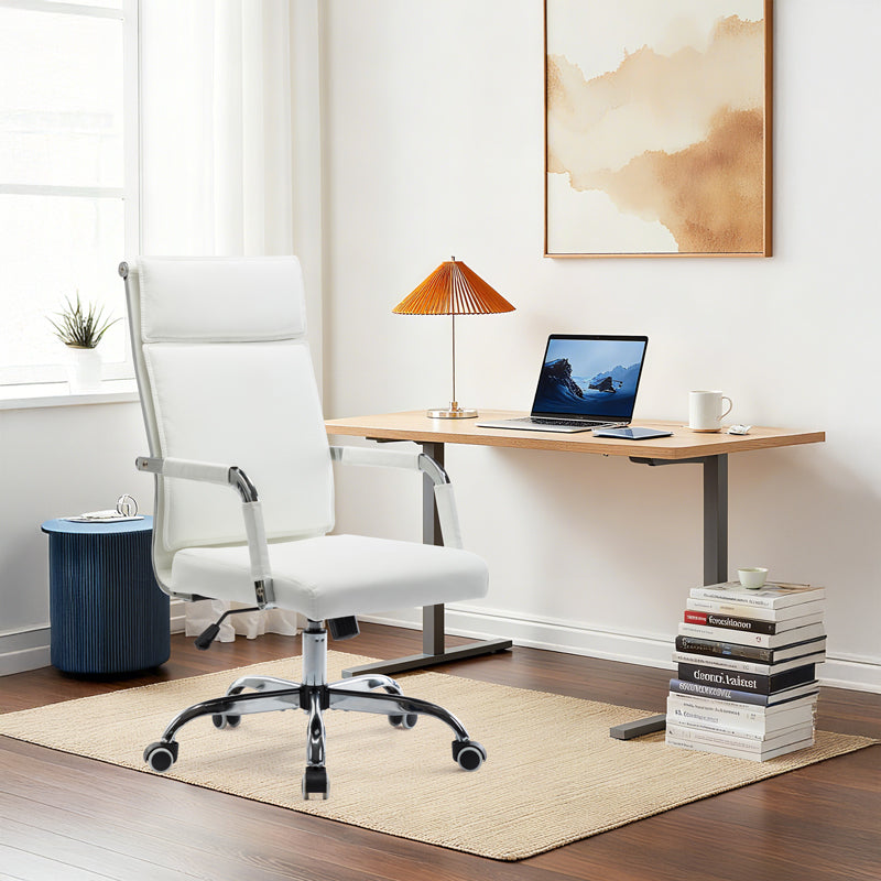 Scaun de birou managerial cu funcție ajustabilă Mavel, Albă, 55x62x100-110 cm, imagine suplimentara