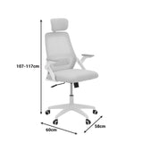 Scaun de birou Peja, mesh, 58x60x117 cm - Albastru-Alb