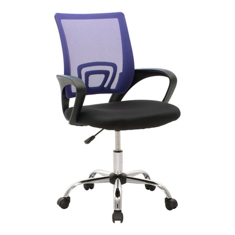 Scaun de birou recliner Berto II, Mesh Albastru-Negru, Baza, Cromata, 60x48x85-95 cm