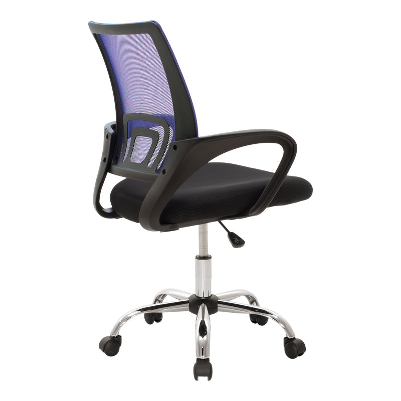 Scaun de birou recliner Berto II, Mesh Albastru-Negru, Baza, Cromata, 60x48x85-95 cm