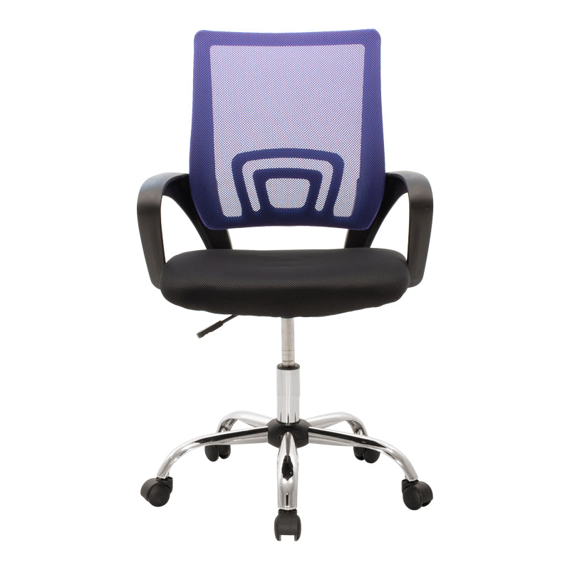 Scaun de birou recliner Berto II, Mesh Albastru-Negru, Baza, Cromata, 60x48x85-95 cm