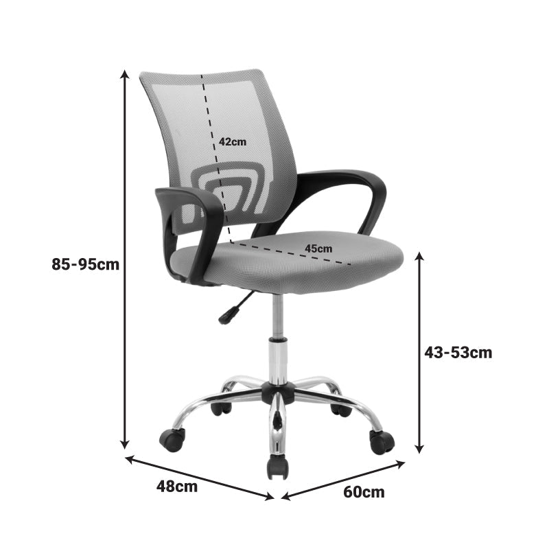 Scaun de birou recliner Berto II, Mesh Albastru-Negru, Baza, Cromata, 60x48x85-95 cm