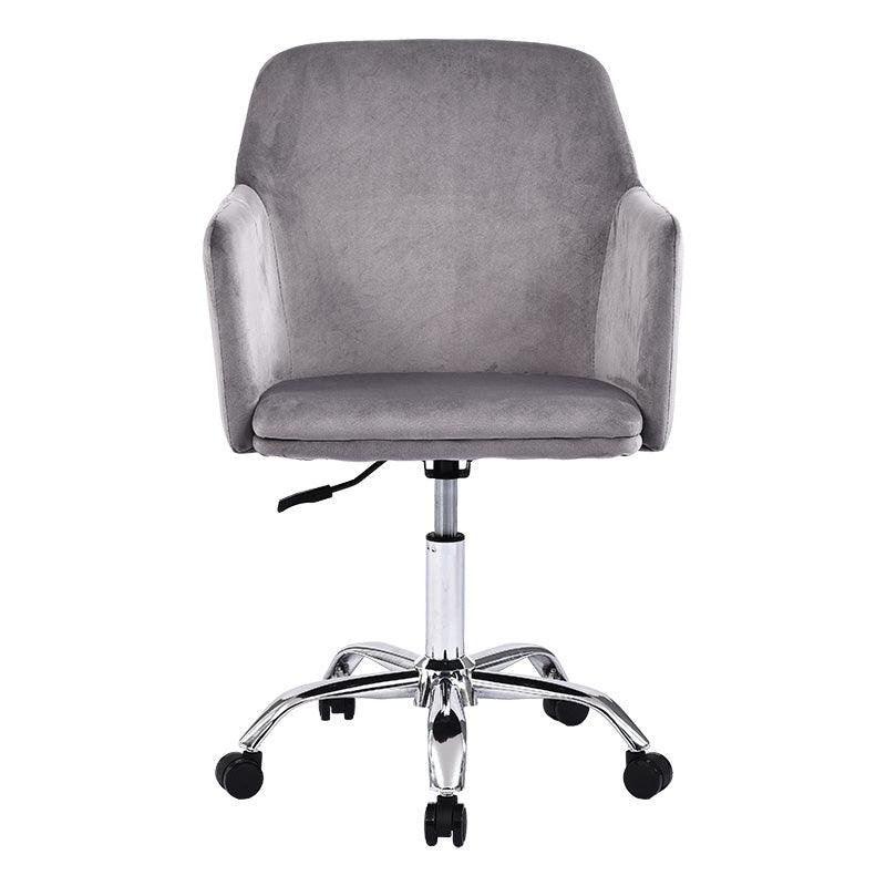 Scaun de birou Xever, catifea, Roz - Gri, 54x55x80 cm - Gri