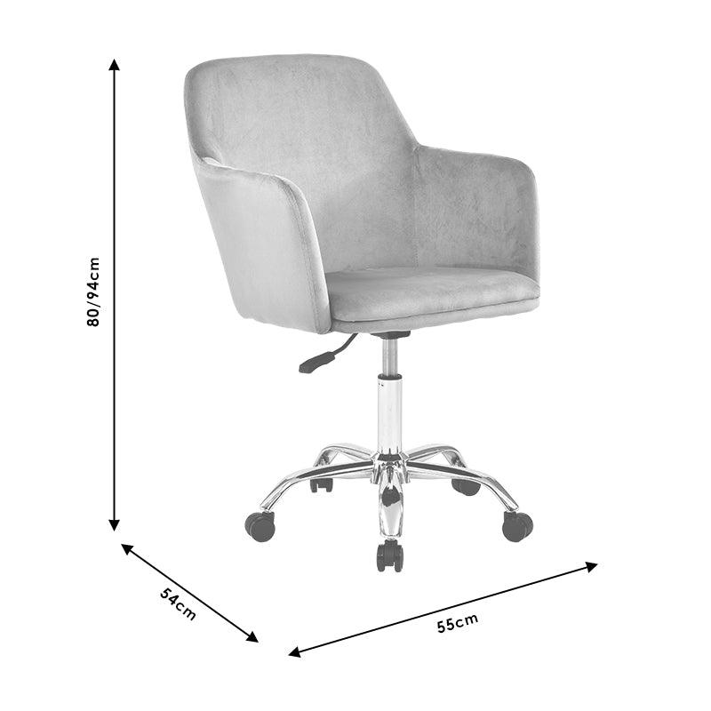 Scaun de birou Xever, catifea, Roz - Gri, 54x55x80 cm - Roz
