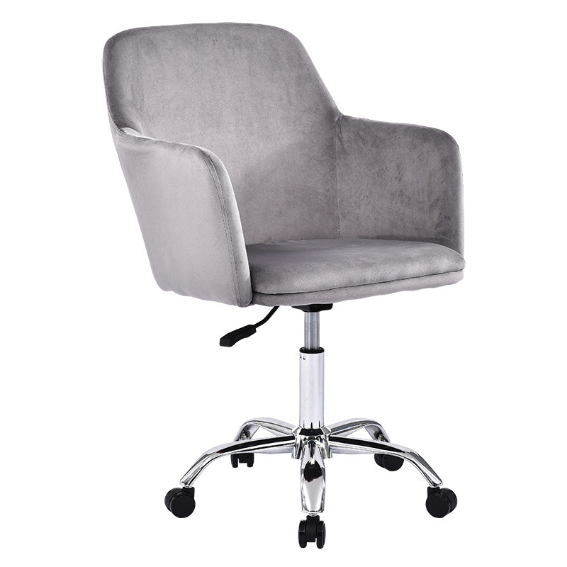 Scaun de birou Xever, catifea, Roz - Gri, 54x55x80 cm - Gri