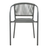 Scaun de brat din metal-ratan stivuibil Lindaria, Gri inchis, 54x63x74 cm