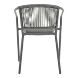 Scaun de brat din metal-ratan stivuibil Lindaria, Gri inchis, 54x63x74 cm