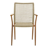 Scaun de exterior Solana stivuibil, Teak-Maro deschis, aluminiu si ratan PE, 56x57x95 cm