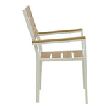 Scaun exterior Breze, aluminiu si plywood, 58x60x88 cm - Natural-Alb