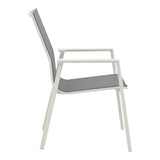 Scaun de gradina Dashiell metal negru textilena, Alb - Negru, 71x58x94 cm - Alb