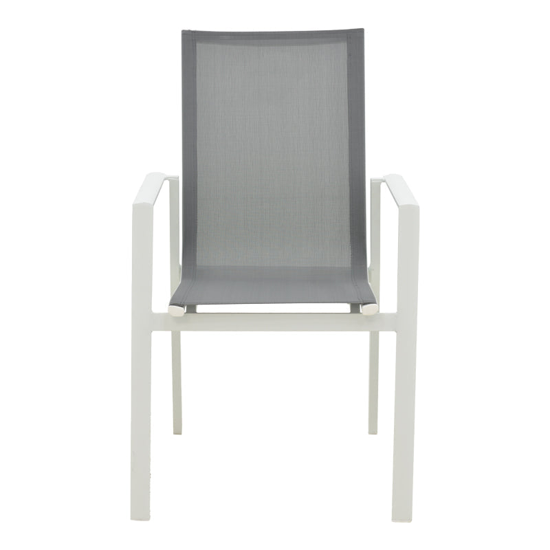 Scaun de gradina Dashiell metal negru textilena, Alb - Negru, 71x58x94 cm - Alb