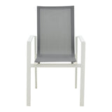 Scaun de gradina Dashiell metal negru textilena, Alb - Negru, 71x58x94 cm - Alb