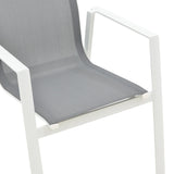 Scaun de gradina Dashiell metal negru textilena, Alb - Negru, 71x58x94 cm - Alb