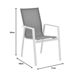 Scaun de gradina Dashiell metal negru textilena, Alb - Negru, 71x58x94 cm - Alb