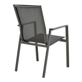 Scaun de gradina Dashiell metal negru textilena, Alb - Negru, 71x58x94 cm - Negru