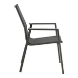 Scaun de gradina Dashiell metal negru textilena, Alb - Negru, 71x58x94 cm - Negru