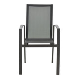 Scaun de gradina Dashiell metal negru textilena, Alb - Negru, 71x58x94 cm - Negru