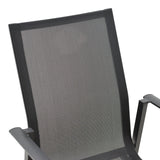 Scaun de gradina Dashiell metal negru textilena, Alb - Negru, 71x58x94 cm - Negru