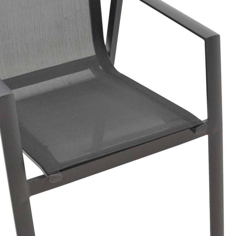 Scaun de gradina Dashiell metal negru textilena, Alb - Negru, 71x58x94 cm - Negru