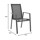Scaun de gradina Dashiell metal negru textilena, Alb - Negru, 71x58x94 cm - Negru