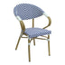 Scaun de gradina Isaia aluminiu Natural textilena, albastru si alb, 57x57x83 cm