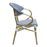 Scaun de gradina Isaia aluminiu Natural textilena, albastru si alb, 57x57x83 cm