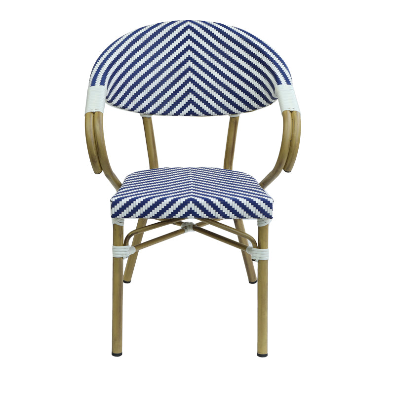Scaun de gradina Isaia aluminiu Natural textilena, albastru si alb, 57x57x83 cm