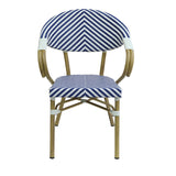 Scaun de gradina Isaia aluminiu Natural textilena, albastru si alb, 57x57x83 cm