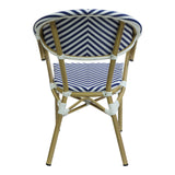 Scaun de gradina Isaia aluminiu Natural textilena, albastru si alb, 57x57x83 cm