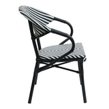Scaun de gradina Isaia stivuibil aluminiu negru si textilena, alb si negru, 57x57x83 cm