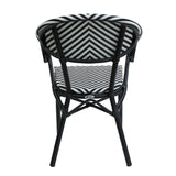 Scaun de gradina Isaia stivuibil aluminiu negru si textilena, alb si negru, 57x57x83 cm