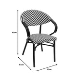 Scaun de gradina Isaia stivuibil aluminiu negru si textilena, alb si negru, 57x57x83 cm