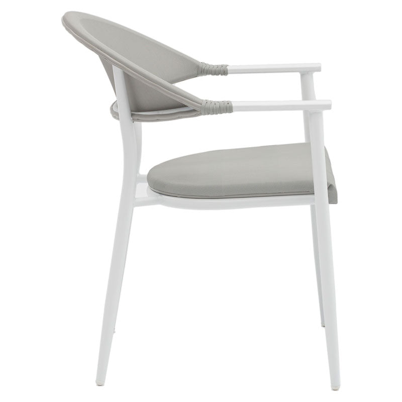 Scaun de gradina Pino aluminiu alb, textilena, gri, 56x62x77 cm