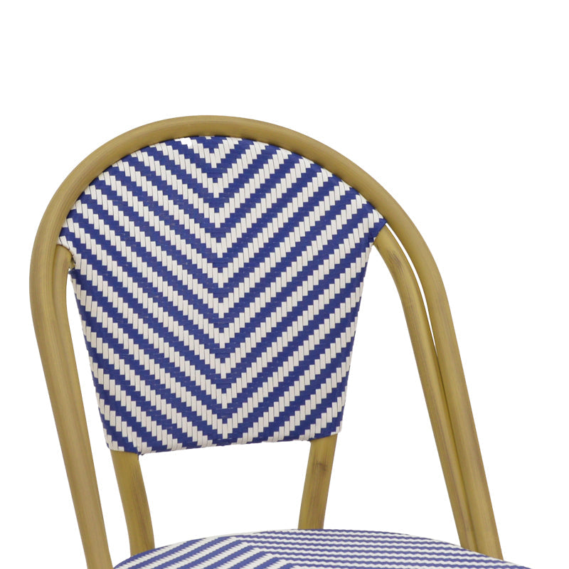 Scaun de gradina Uarmin stivuit negru aluminiu negru si alb textilena, 46x57x85 cm - Albastru