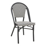 Scaun de gradina Uarmin stivuit negru aluminiu negru si alb textilena, 46x57x85 cm - Scaun de gradina Uarmin stivuit negru aluminiu negru si alb textilena, 46x57x85 cm - 289-000012