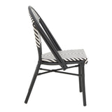 Scaun de gradina Uarmin stivuit negru aluminiu negru si alb textilena, 46x57x85 cm - Negru