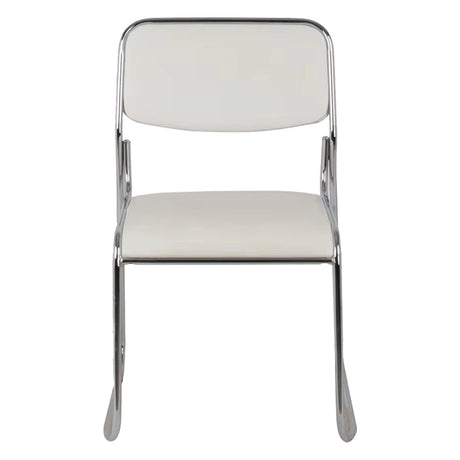 Scaun de oaspeti Randin cu spatar rabatabil, cu picioare din crom, Alb - Negru, 42x44x77 cm