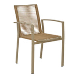 Scaun de plaja din aluminiu si tex Maron, șampanie, Maro - Natural, 57x63x83 cm - Scaun de plaja din aluminiu si tex Maron, șampanie, Maro - Natural, 57x63x83 cm