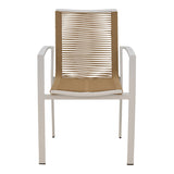 Scaun de plaja din aluminiu si tex Maron, șampanie, Maro - Natural, 57x63x83 cm - Natural