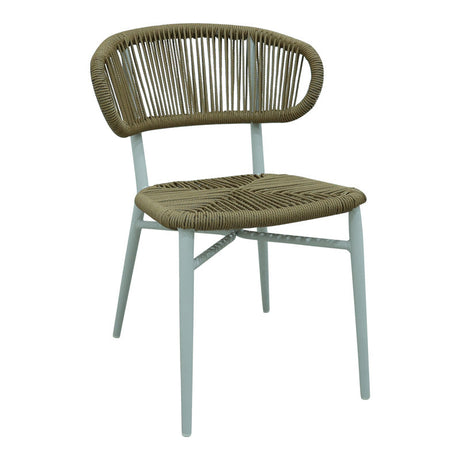 Scaun din aluminiu cu ratan Agus stivuibil, Alb, 55x63x77 cm