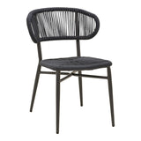 Scaun din aluminiu cu ratan, model Agus, empilabil, aluminiu și ratan, negru, 55x63x77 cm