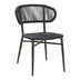 Scaun din aluminiu cu ratan, model Agus, empilabil, aluminiu și ratan, negru, 55x63x77 cm