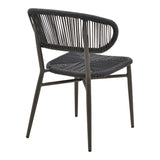 Scaun din aluminiu cu ratan, model Agus, empilabil, aluminiu și ratan, negru, 55x63x77 cm