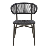 Scaun din aluminiu cu ratan, model Agus, empilabil, aluminiu și ratan, negru, 55x63x77 cm