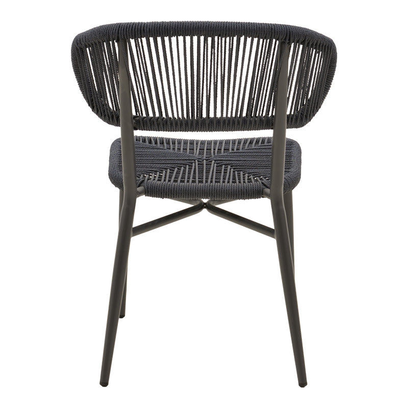 Scaun din aluminiu cu ratan, model Agus, empilabil, aluminiu și ratan, negru, 55x63x77 cm